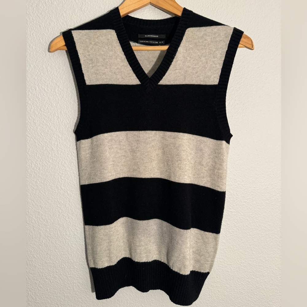 Vintage Unisex Club Monaco Black/Gray Stripe Vest size XS